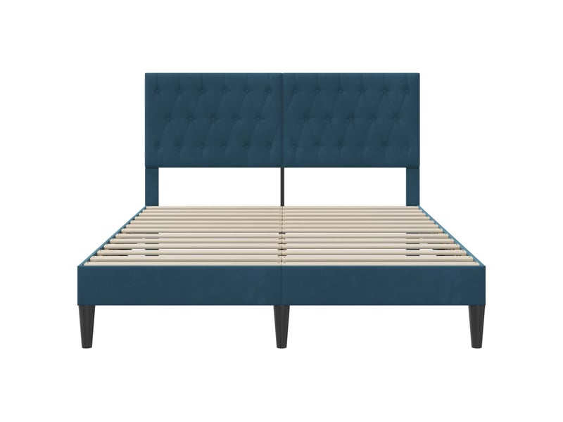  Lit double- lit adulte -  cadre de lit avec tête de lit bleu 120 x 190 cm velours  - Conforama C