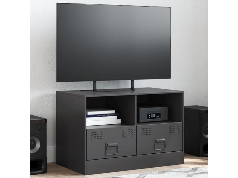  Meuble tv - banc tv - meuble de rangement noir 67x39x44 cm acier  - Conforama B