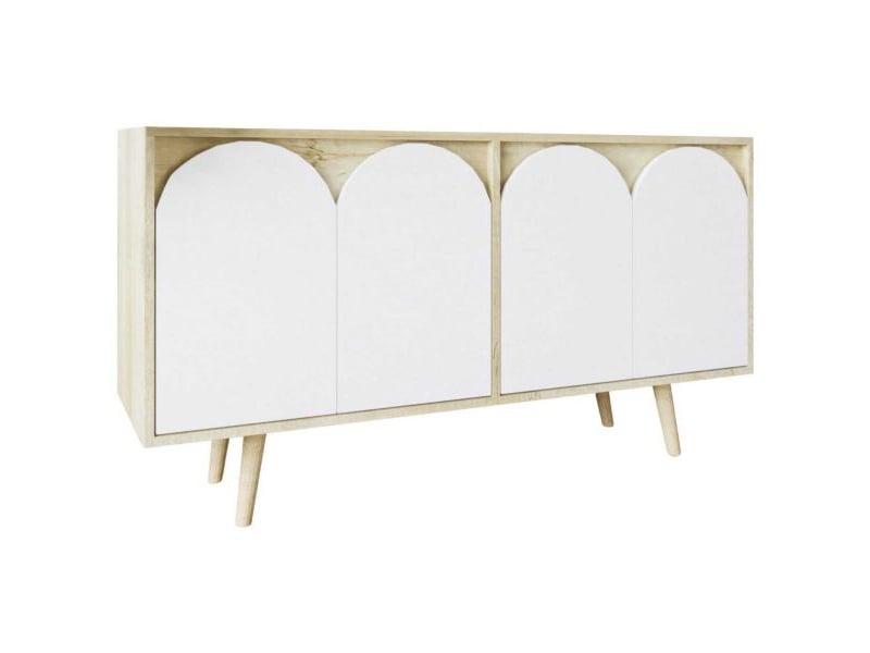  Buffet 4 portes en aggloméré venezia chêne et blanc  - Conforama A