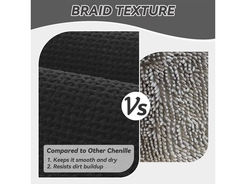 Tapis de bain en chenille antidérapant - 17 x 24 pouces - noir  - Conforama B