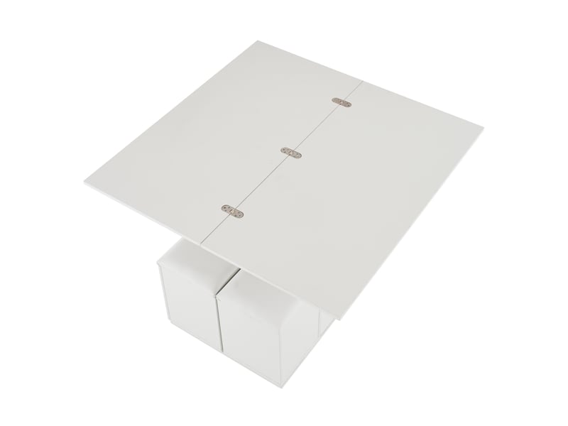Table basse 100x50x48cm, table de salon avec rangement, design 2 en 1, relevable ,pliant, chaises, aggloméré, blanc - Conforama R
