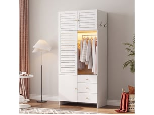 Armoire 3 porte(s) battante 3 tiroir(s) <strong>LEYTN</strong> <strong></strong> coloris blanc largeur 90 cm