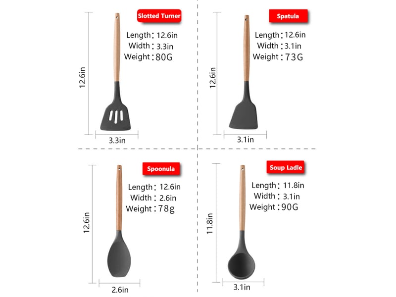  Ensemble de 11 ustensiles de cuisine en silicone avec boîte de rangement, résistants à la chaleur  - Conforama B