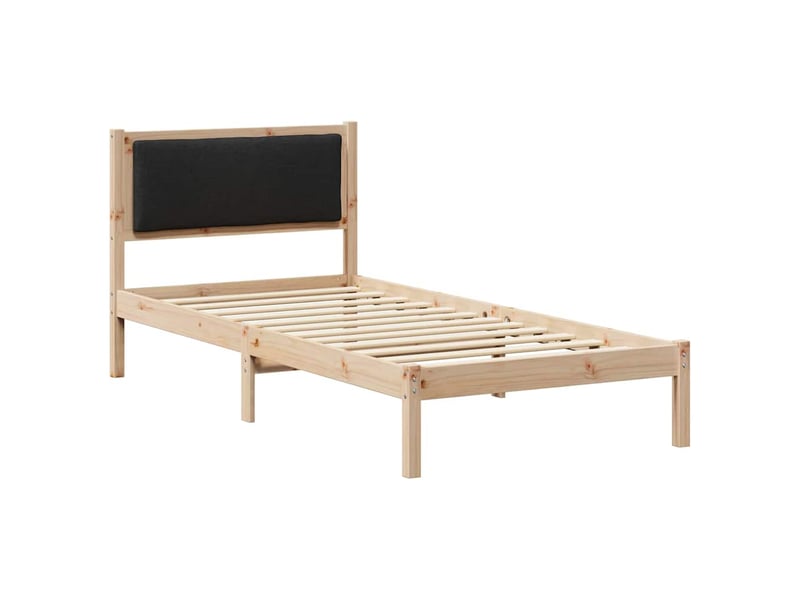  Lit simple- lit adulte -  cadre de lit avec tête de lit noir 90 x 200 cm pin massif  - Conforama A
