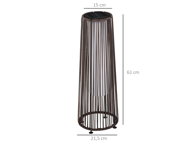  Lampe solaire led 21,5x21,5x61 cm automatique métal marron  - Conforama E
