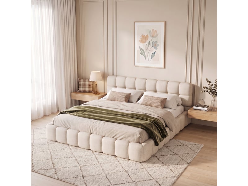  Lit 2 places 140x190 cm coloris beige  - Conforama R