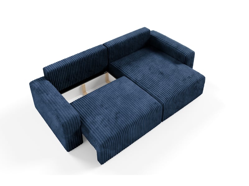  Canapé d'angle convertible cord fano bleu  - Conforama E