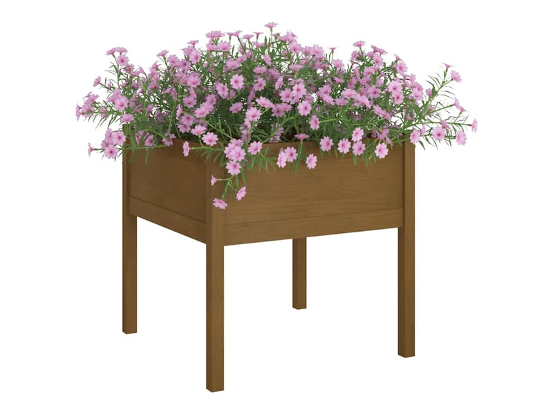  Jardinière - bac à fleurs d'extérieur marron miel 70x70x70 cm pin massif  - Conforama C