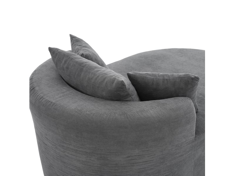  Fauteuil relax ovale avec assise profonde et montage sans effort, en tissu côtelé gris foncé  - Conforama E