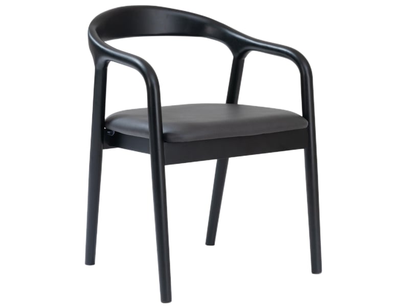  Selsey battione - chaise de salle à manger en bois avec accoudoirs - 56 cm - similicuir noir avec pieds noirs Battione - Conforama A