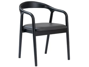 Selsey battione - chaise de salle à manger en bois avec accoudoirs - 56 cm - similicuir noir avec pieds noirs
