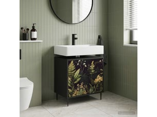 Armoire de salle de bain, meuble de rangement rhenen chêne noir 60x40x61 cm