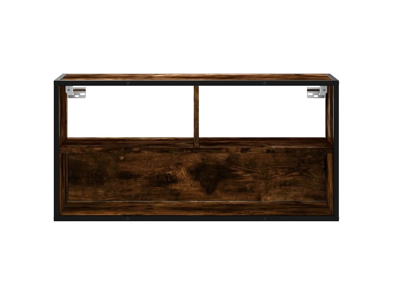  Meuble tv - banc tv - meuble de rangement chêne fumé 80x31x39,5 cm bois d'ingénierie et métal  - Conforama D