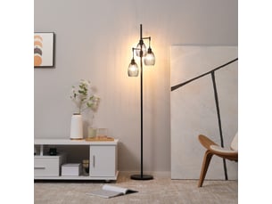 Lampadaire style industriel 40 w max. 3 abat-jours en métal filaire luminosité réglable - noir - ampoule e27