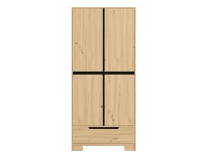 Armoire de cuisine garde-manger 80x35x180 cm - 1 tiroir - étagères réglables - rangements de portes - mdf - bois naturel