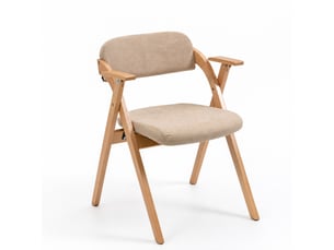 Chaises pliantes lot de 2 avec accoudoirs - assise rembourrée, bois de hêtre et lin - kaki