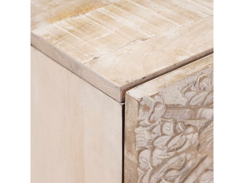 Table de chevet - cabinet de chevet - table de nuit blanc 40 x 33,5 x 46 cm bois de mangue massif - Conforama E