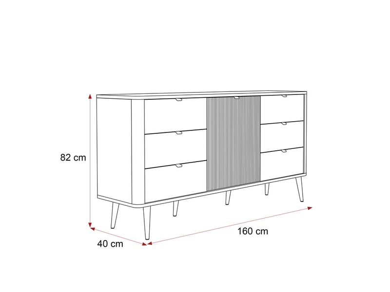  Commode salon navani - commode chambre - 160x40x82 cm - 6 tiroirs et porte - cachemirenoyer NAVANI - Conforama E