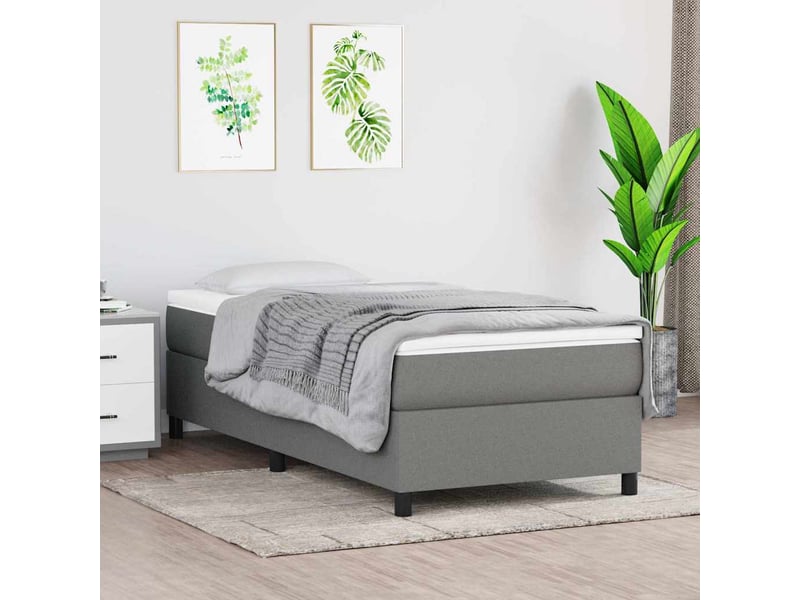  Lit simple, sommier à lattes de lit avec matelas gris foncé 100x200cm tissu shl8016  - Conforama B