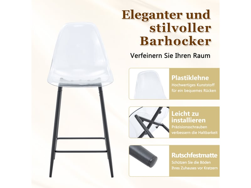  Lot de 4 tabourets de bar,51x45x102 cm,avec piètement métal noir,transparents  - Conforama E