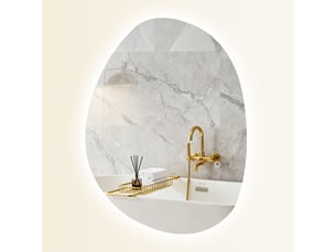 Miroir de salle de bain asymétrique avec led en verre trempé argenté 70x50 cm