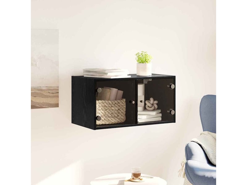  Meuble mural, meuble de rangement salon 68 x 37 x 35 cm bois d'ingénierie chêne noir  - Conforama D