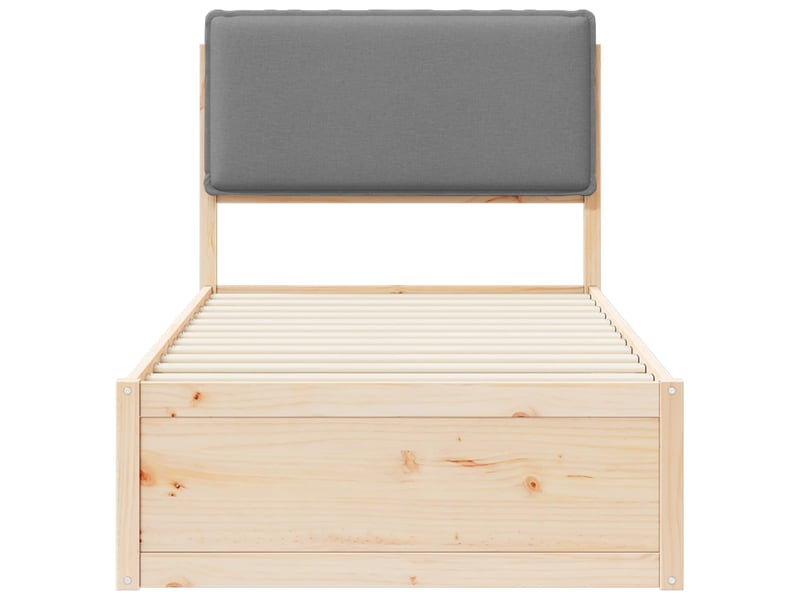  Lit simple- lit adulte -  cadre de lit avec tête de lit rembourrée gris clair 90 x 200 cm  - Conforama D