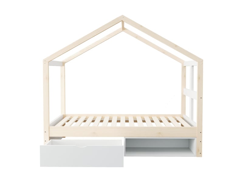  Lit enfant 90x190, structure bois lit combine enfant, tiroirs coulissants, petit meuble chaussures, led multicolore  - Conforama E