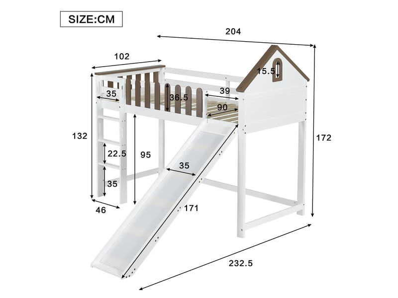  Lit mezzanine 90x200cm coloris blanc lit enfant blanc - Conforama C