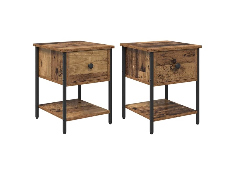  Table de chevet - cabinet de chevet - table de nuit 2 pièces bois ancien 34 x 35,5 x 45 cm  - Conforama A