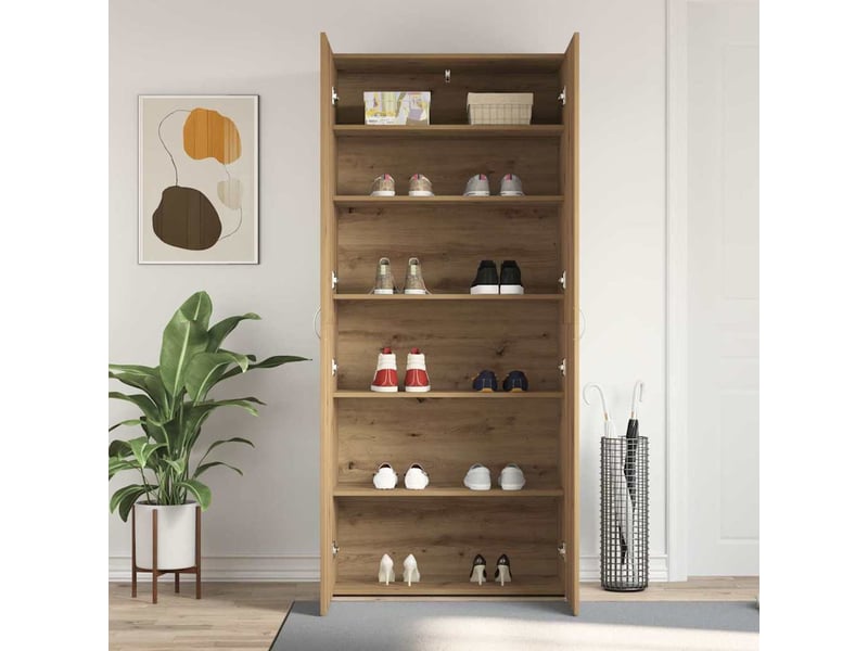  Meuble à chaussure, cabinet à chaussures 80x35.5x180 cm bois d'ingénierie shl64  - Conforama D
