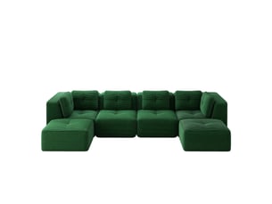 Canapé modulable d'angle vert, canapé panoramique en velours côtelé, profond et antidérapant, sans montage requis