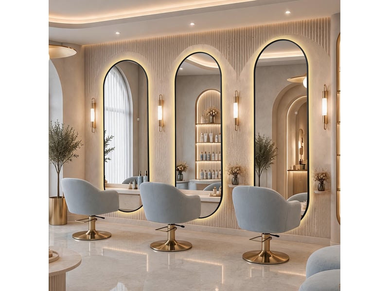 Miroir led pleine longueur 150 × 50 cm avec cadre aluminium noir, éclairage arrière réglable, 3 températures de couleur et fonction mémoire - argent - Conforama D