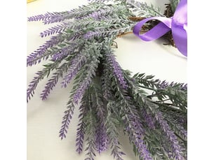 Couronne artificielle d'extérieur pour porte d'entrée, guirlande de lavande artificielle en forme de cœur, décoration printanière, plantes artificielles pour mariage, fête, décoration de table.-aquafo