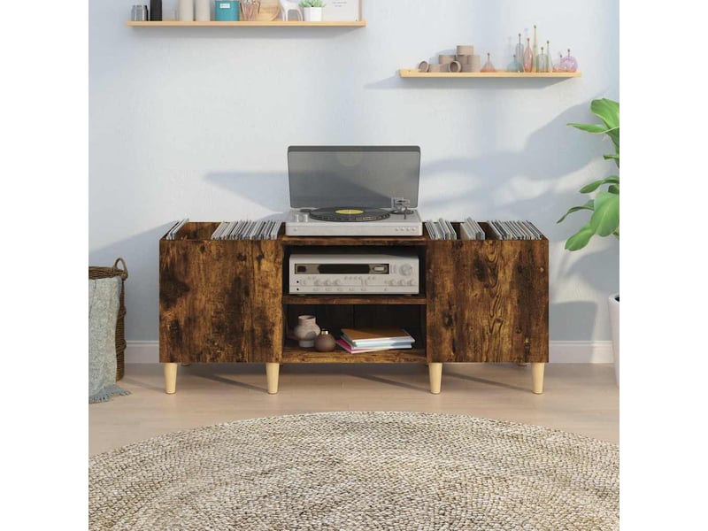  Armoire à disques, armoire de rangement chêne fumé 121x38x48 cm bois d'ingénierie  - Conforama C