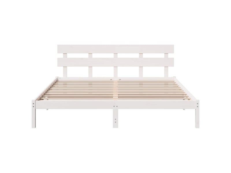 Lit double- lit adulte - cadre de lit blanc 200 x 200 cm bois de pin massif - Conforama B