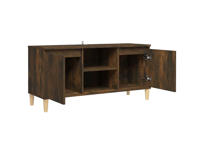  Meuble tv - banc tv - meuble de rangement avec pieds en bois solide chêne fumé 103,5x35x50 cm  - Conforama D