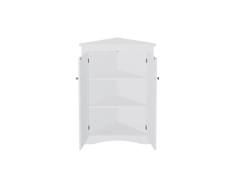 Meuble d'angle triangulaire avec porte en verre ondulé, étagère ouverte, éclairage led intégré et étagères réglables - Conforama A