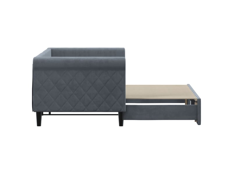  Lit simple- lit adulte -  lit de jour avec gigogne sans matelas gris foncé 80x200 cm  - Conforama C