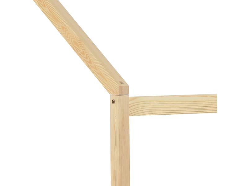 Lit cabane enfant 90x200 cm en bois massif avec tiroir et étagères, structure en l, naturel - Conforama W