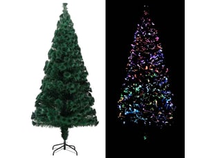 Sapin de noël - arbre de noël artificiel avec support vert 210 cm fibre optique