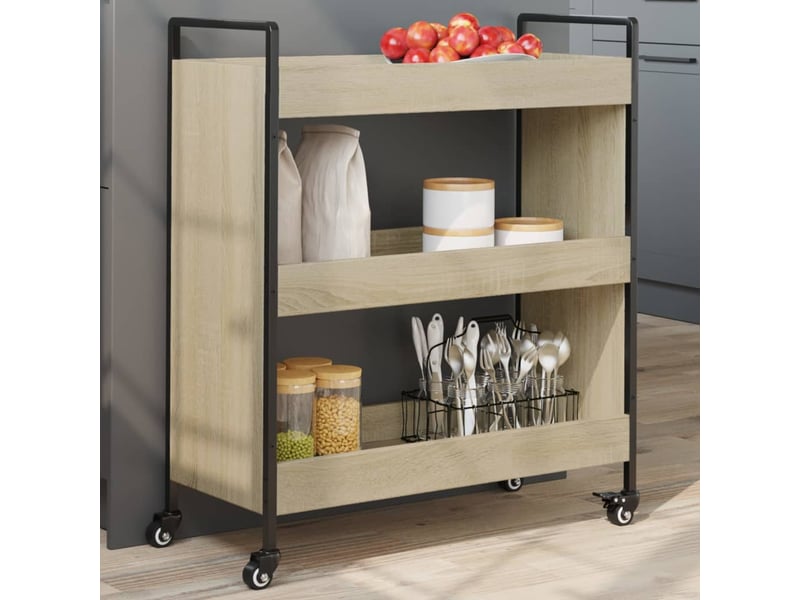 Desserte de cuisine, chariot de rangement chêne sonoma 70x30x82 cm bois d'ingénierie - Conforama B