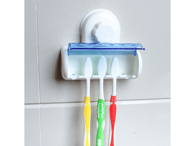  Support 5 brosse à dents rack plastique ventouse brosse à dents tenant etagère pour salle de bain  - Conforama C