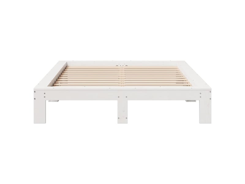  Lit double- lit adulte -  cadre de lit sans matelas blanc 150x200 cm bois de pin massif  - Conforama C