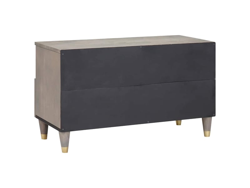  Meuble tv - banc tv - meuble de rangement gris 80 x 33 x 46 cm bois de mangue massif  - Conforama E
