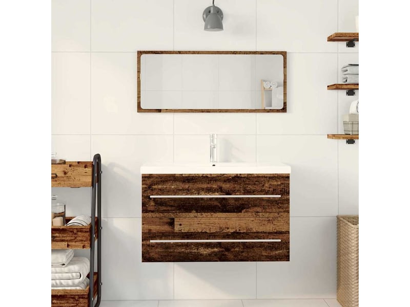 Meuble de lavabo de salle de bain, armoire de bain bois ancien 80 x 38,5 x 48 cm cf65508 - Conforama D