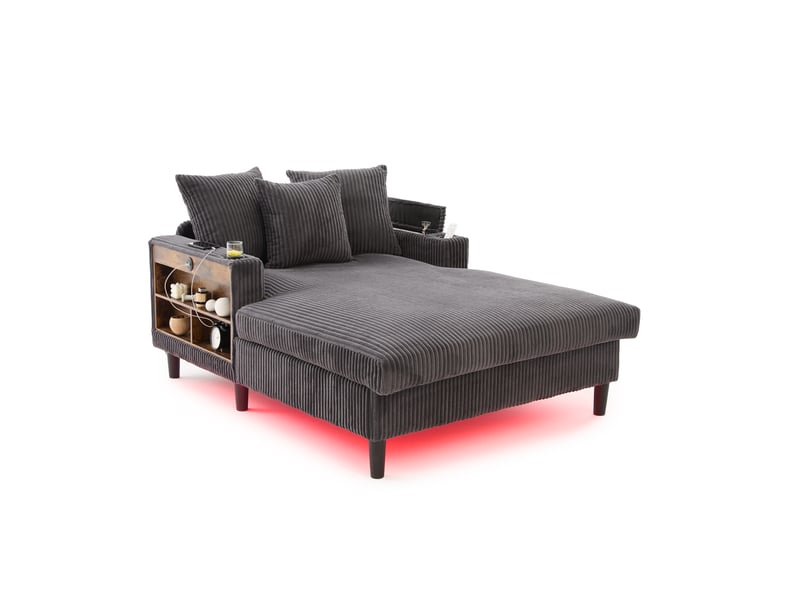  Canapé droit fixe 1 place tissu led gris foncé  - Conforama A