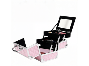 Mallette de maquillage 20x15x15 cm avec serrure métal rose