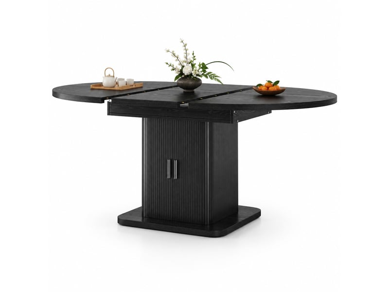  Table à manger extensible 110x110x75 cm avec rangement mdf métal noir  - Conforama A