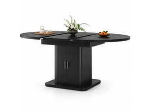 Table à manger extensible 110x110x75 cm avec rangement mdf métal noir